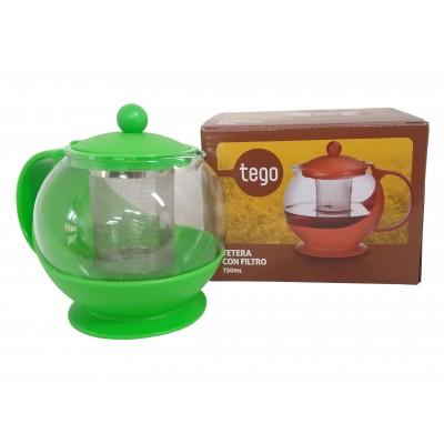 TETERA 750ML VID./PLAST. C/FILTRO (NEGRA/VERD