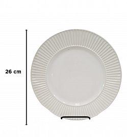 PLATO PRINCIPAL CERÁMICA BLANCO Y LINEAS 26CM