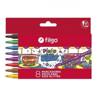 MARCADORES ESC PINTO X8 GLITTER ESTUCHE