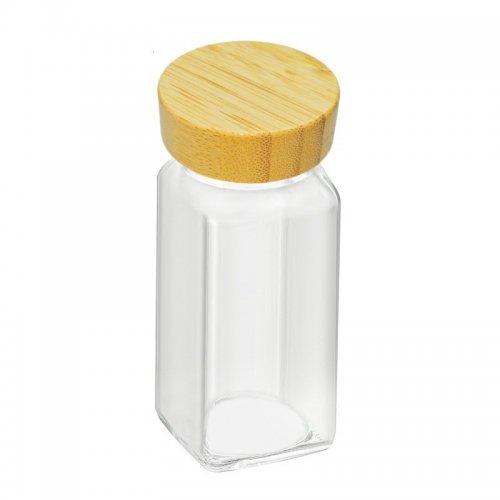 FRASCO ESPECIERO VIDRIO TAPA BAMBU