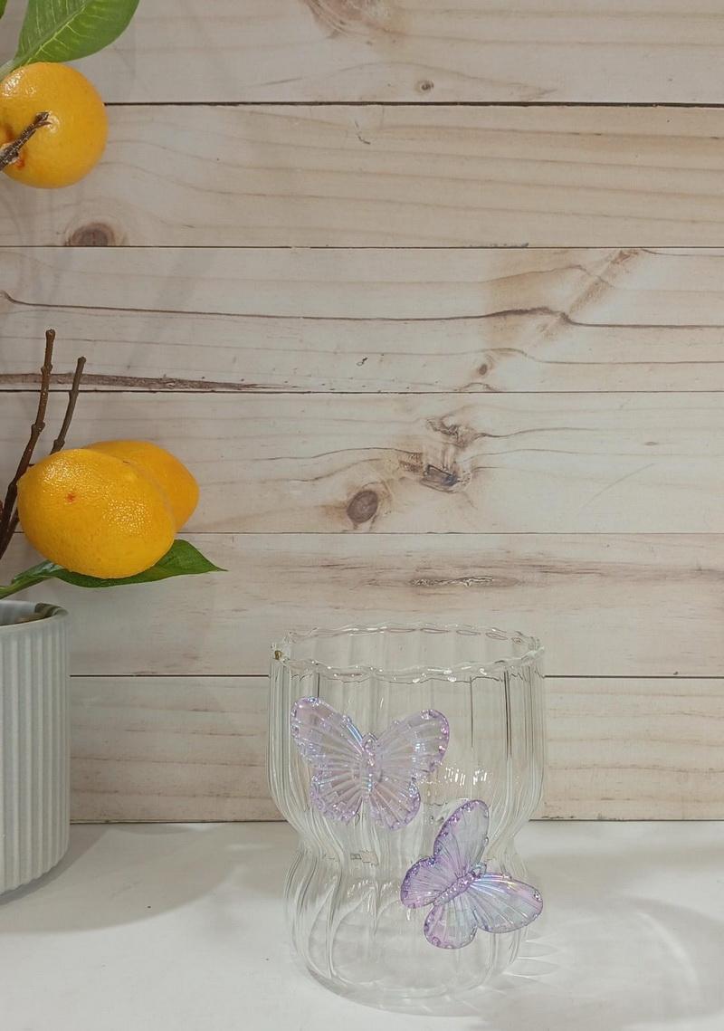 VASO VIDRIO C/ APLIQUE MARIPOSA 290 ML