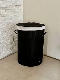 CESTO P/ ROPA BAMBU NEGRO REDONDO