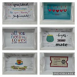 BANDEJA 20X30 MADERA DECORADA MDP