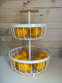 FRUTERA CANASTA 2 PISOS METAL L/WHITE