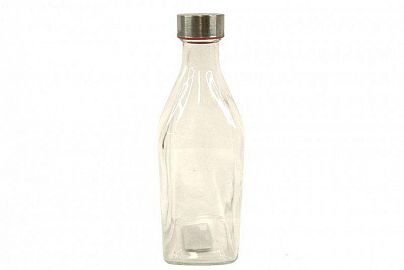 BOTELLA DE VIDRIO CUAD. C/TAPA ACERO A ROSCA