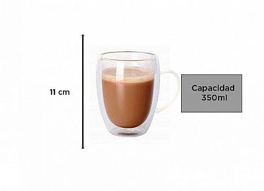 TAZA DOBLE VIDRIO CON ASA 350ML