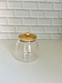 FRASCO VIDRIO C/TAPA HERMETICA DE BAMBU