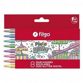 MARCADORES ESC PINTO X8 GLITTER PASTEL E