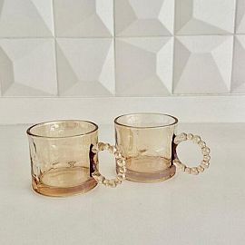 JUEGO DE TAZA VIDRIO TORNASOLADO X 2 PCS