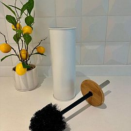 ESCOBILLA BAÑO ACERO C/ACC. BLANCO