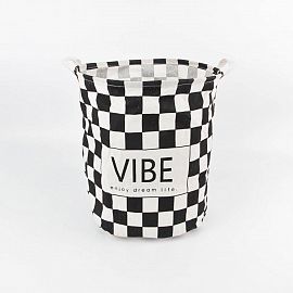 BOLSA ROPA CUADROS BCO/NGO VIBE 40X50CM