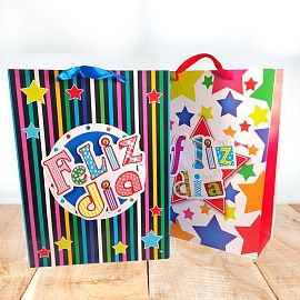 BOLSA DE REGALO FELIZ DIA   32X26X10CM