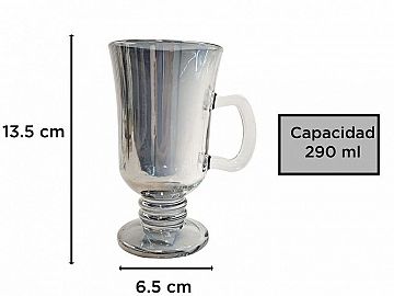 TAZA VIDRIO ESPEJADA FORMA CAPUCCINO 290ML