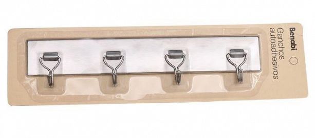 GANCHO ADHESIVO DE ACERO INOX.