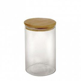 FRASCO VIDRIO TAPA BAMBOO 10X10X17 1000ML