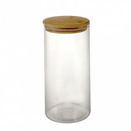 FRASCO VIDRIO TAPA BAMBOO 10X10X22 1400 ML